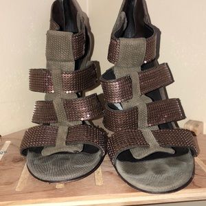 Elizabeth and James Heels- sage green and pink